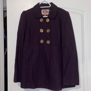 Girls large purple wool Juicy Couture p coat with gold buttons